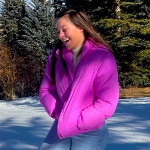 Pink puffer jacket ~ (purple tones)